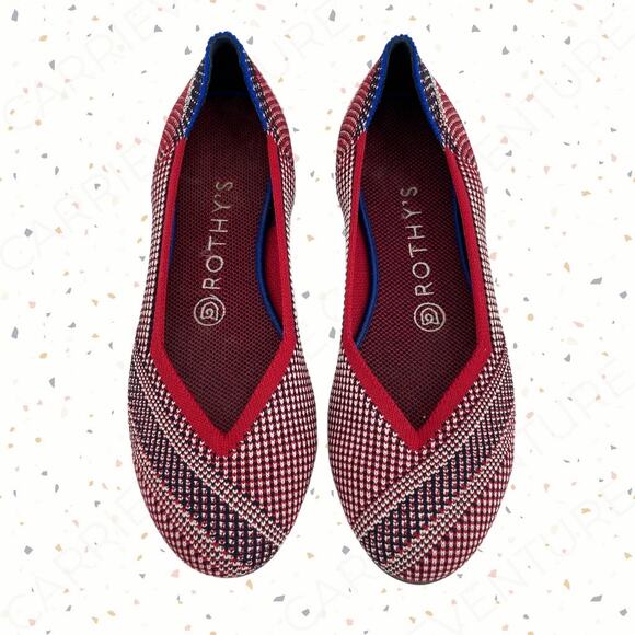 ROTHY'S Shoes - Rothy’s Mirror Stripe Red White Blue Round Toe Flats Special Edition Shoe Size 7